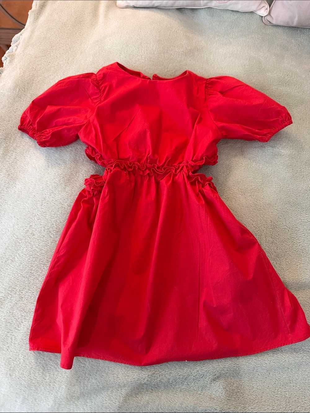 Zara Bright Red Puff-Sleeve Casual Dress